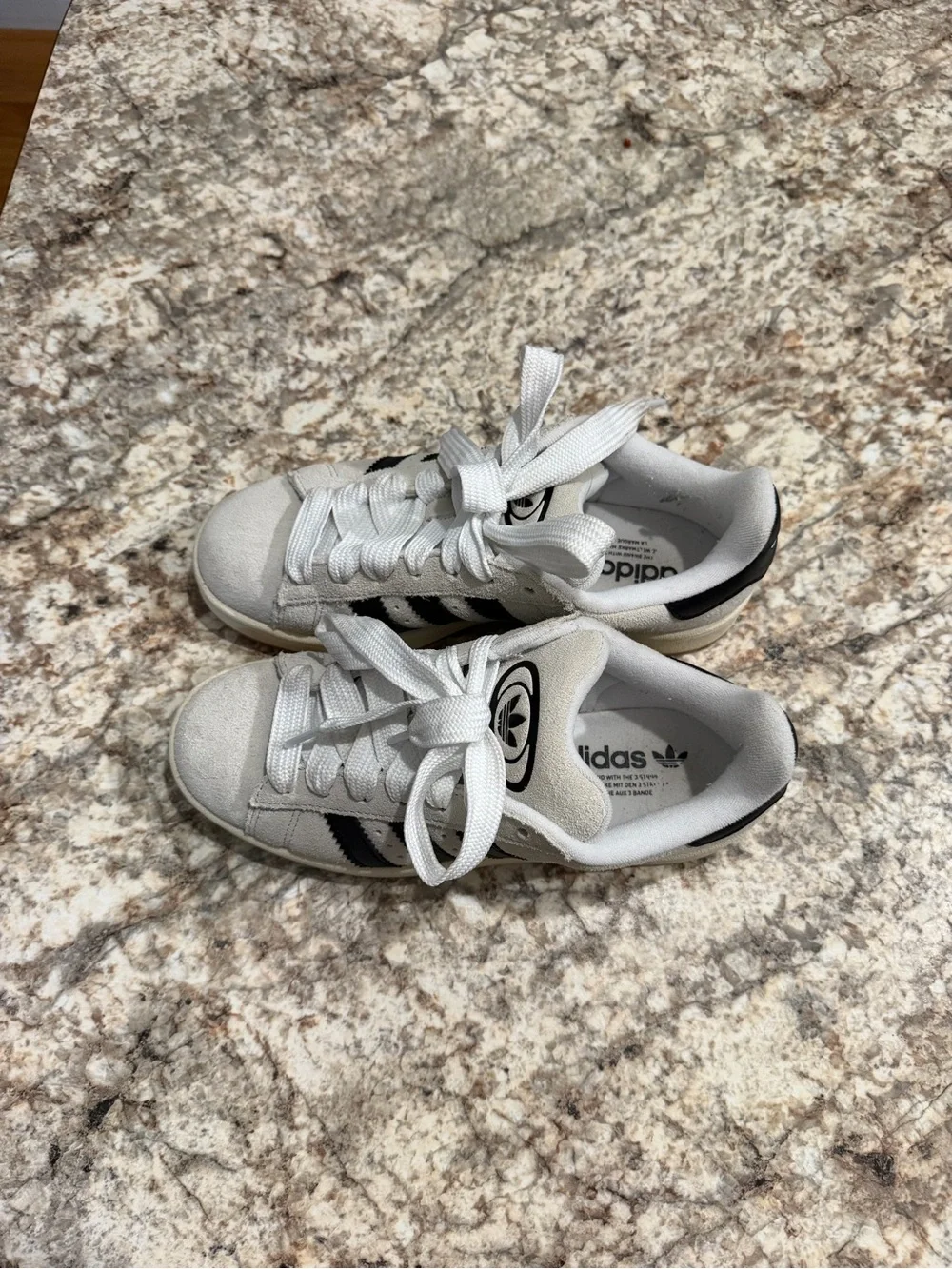 adidas Women’s White Suede Sneakers with Black Stripes